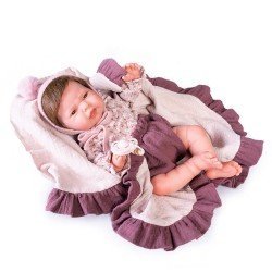 Antonio Juan doll 40 cm - Sweet Reborn Lea with purple blanket