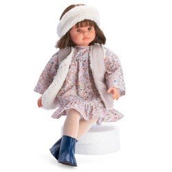 Así doll 57 cm - Pepa with coral liberty flower dress and lamb fur vest