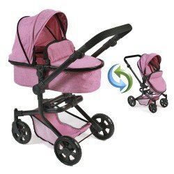 Mika pram 74,5 cm convertible to pushchair for dolls - Bayer Chic 2000 - Pink Denim