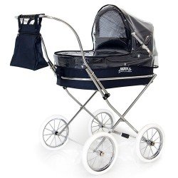 Navy rain cover for Bebelux round doll pram