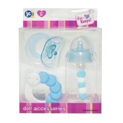 Accessories for dolls Berenguer - Blue baby bottle, rattle and pacifier set