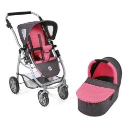 Emotion 2 in 1 doll pram 77 cm - Chair and carrycot combination - Bayer Chic 2000 - Coral-Grey