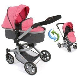 Mika pram 74,5 cm convertible to pushchair for dolls - Bayer Chic 2000 - Coral-Grey