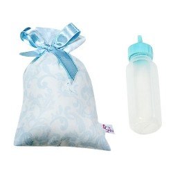 Complements for Así doll - Blue paisley bottle bag with bottle