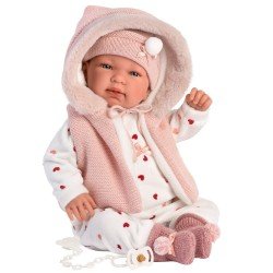 Llorens doll 44 cm - Newborn Crying Tina with hood