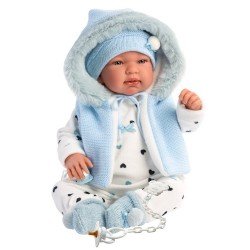 Llorens doll 44 cm - Newborn Crying Tino with hood