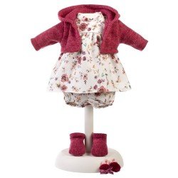 Clothes for Llorens dolls 33 cm - Flower dress with maroon jacket