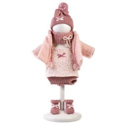 Clothes for Llorens dolls 35 cm - Flower dress with pink jacket and fuchsia cap and scarf