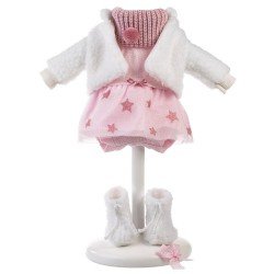 Clothes for Llorens dolls 35 cm - Pink star dress with white jacket