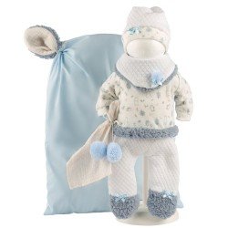 Clothes for Llorens dolls 40 cm - Blue pajamas with nature print and cushion