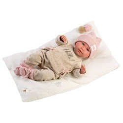 Llorens doll 40 cm - Newborn Mimi crybaby "Hello" with cushion