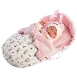 Llorens doll 40 cm - Newborn Nica with a pink bag