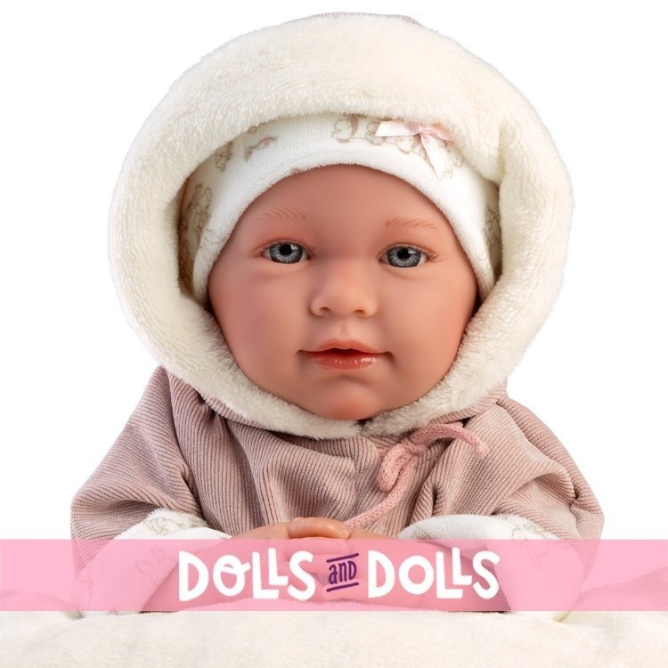 Llorens doll 40 cm - Newborn Lala crybaby with bears overalls