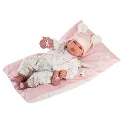  Llorens doll 44 cm - Crying newborn Tina with cushion