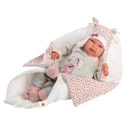  Llorens doll 44 cm - Crying newborn Tina with changing mat