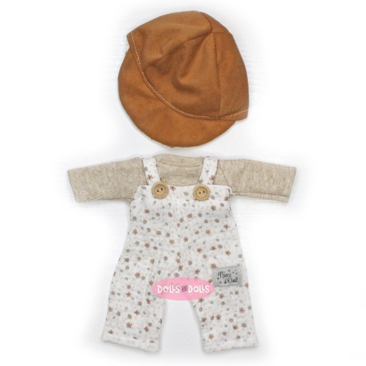 Clothes for Nines d'Onil dolls 30 cm - Mia - Natural print dungarees with cap