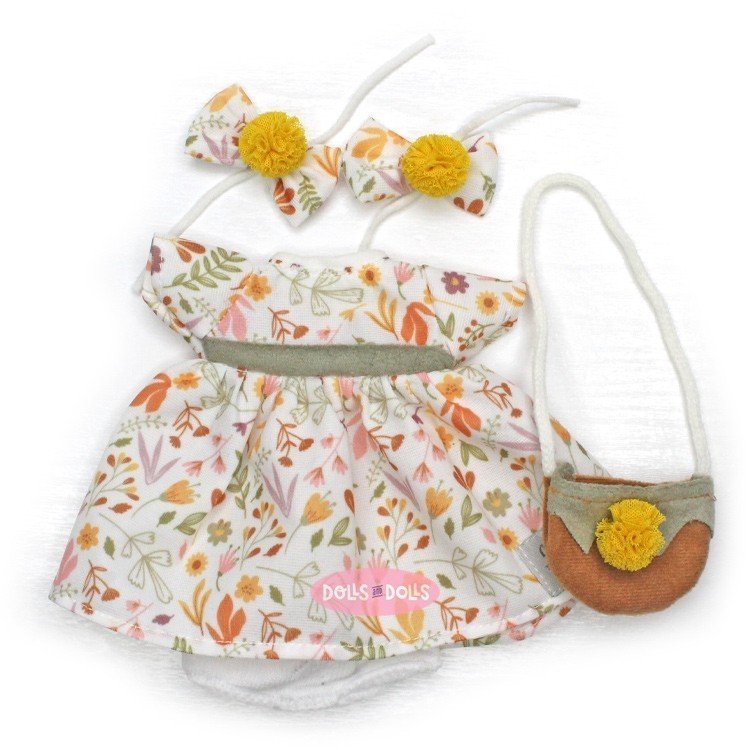 Clothes for Nines d'Onil dolls 23 cm - Little Mia - Dress with natural print and bag