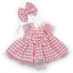 Clothes for Nines d'Onil dolls 30 cm - Mia - Pink checkered dress with bow