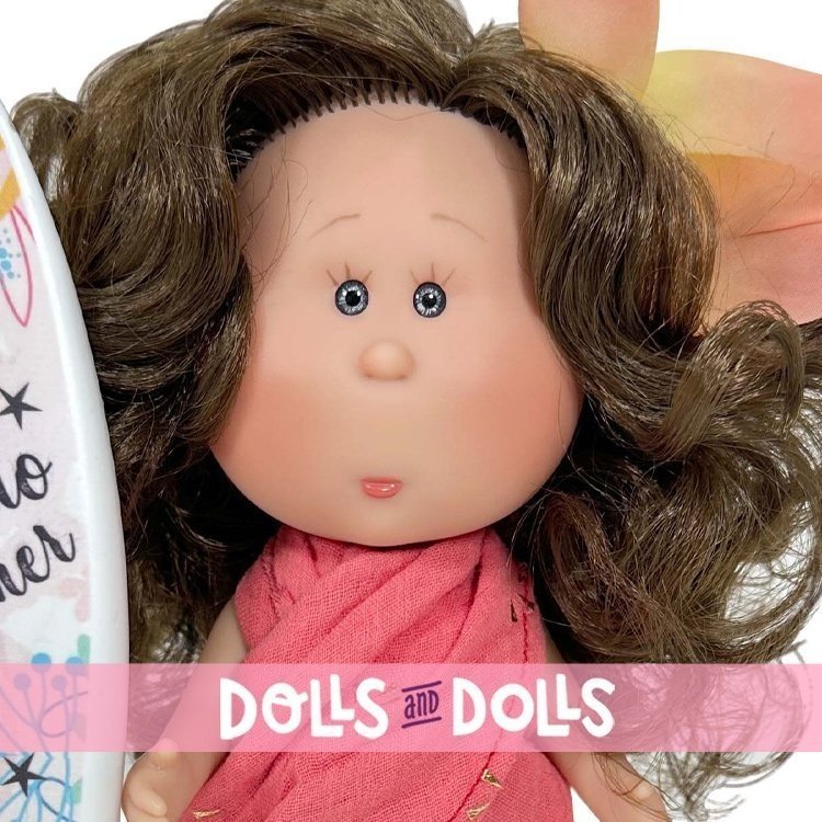 Nines d'Onil doll 23 cm - Little Mia summer with wavy brown hair and sarong